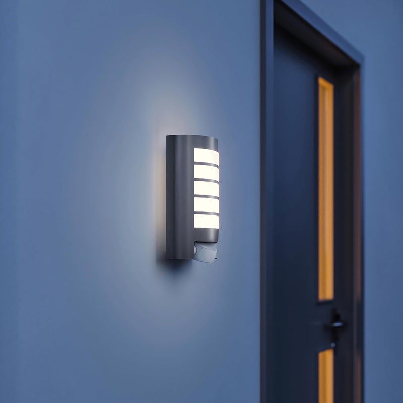 Steinel Outdoor Wall Light L 12 S anthracite, 180° motion detector, 10 m range, aluminium shade, E27 fitting, wall lamp - Image 2