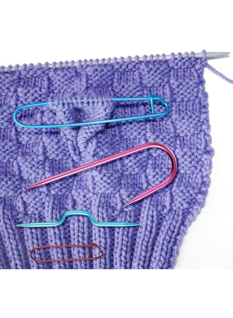 ChicAbode 9 Pieces Cable Stitch Holders, Mixed Color Aluminum Cable Needles Stitch Holders, Safety Pin Brooch Weaving Needle Sweater Knitting Tool, Bent Tapestry Needles for Yarn Sewing Knitting - Image 2
