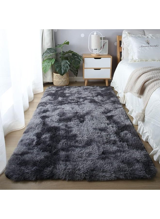 Vividorad Area Rug Large Area Home Rug Modern Super Soft Plush Shaggy Bedroom Carpet Bedside Rug Non-Slip Fluffy Plush Carpet Reduce Noise Indoor Carpet Washable Area Rugs for Living Room Bedroom Kids Room Grey - Image 1