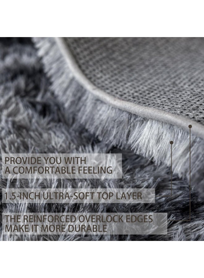 Vividorad Area Rug Large Area Home Rug Modern Super Soft Plush Shaggy Bedroom Carpet Bedside Rug Non-Slip Fluffy Plush Carpet Reduce Noise Indoor Carpet Washable Area Rugs for Living Room Bedroom Kids Room Grey - Image 4