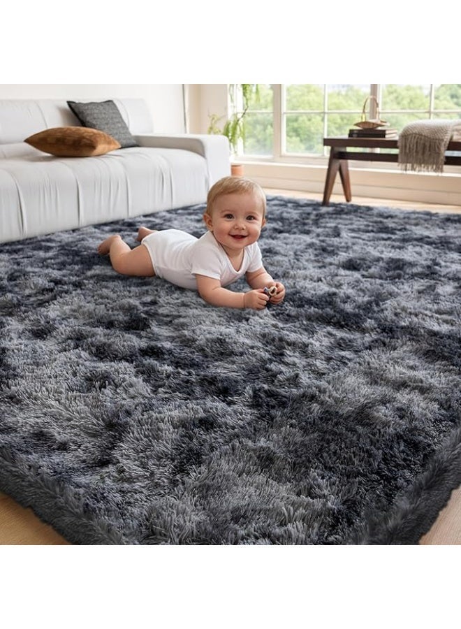 Vividorad Area Rug Large Area Home Rug Modern Super Soft Plush Shaggy Bedroom Carpet Bedside Rug Non-Slip Fluffy Plush Carpet Reduce Noise Indoor Carpet Washable Area Rugs for Living Room Bedroom Kids Room Grey - Image 2