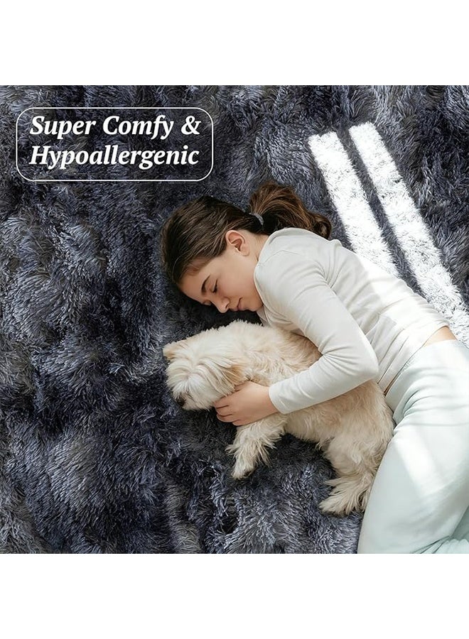 Vividorad Area Rug Large Area Home Rug Modern Super Soft Plush Shaggy Bedroom Carpet Bedside Rug Non-Slip Fluffy Plush Carpet Reduce Noise Indoor Carpet Washable Area Rugs for Living Room Bedroom Kids Room Grey - Image 5