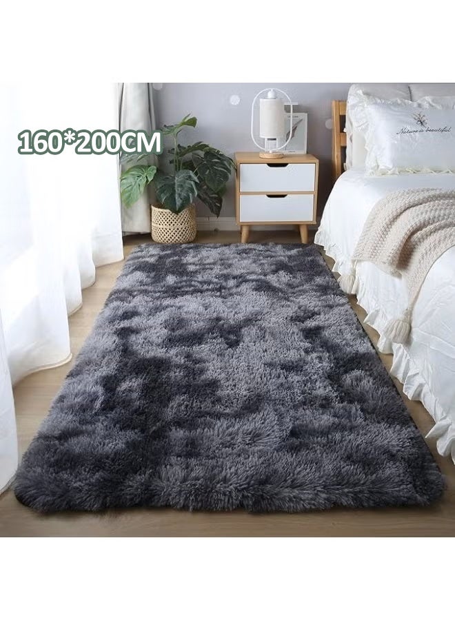 Vividorad Area Rug Large Area Home Rug Modern Super Soft Plush Shaggy Bedroom Carpet Bedside Rug Non-Slip Fluffy Plush Carpet Reduce Noise Indoor Carpet Washable Area Rugs for Living Room Bedroom Kids Room Grey 160*200CM - Image 1