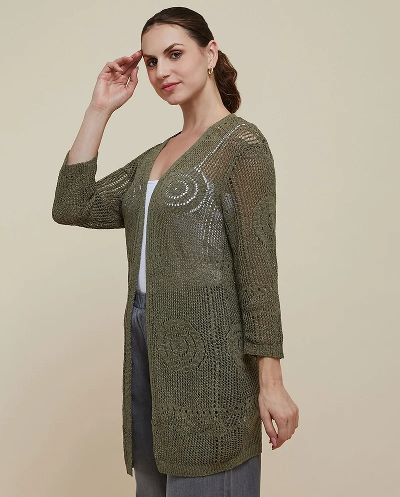 أر أند بي Knitted Shrug with Long Sleeves