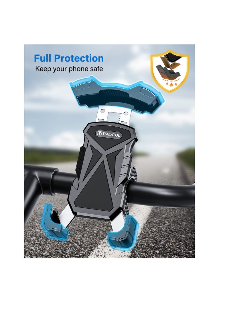 SYOSI Universal Phone Holder for Bikes, Motorcycle Phone Holder, Bike Phone Mount Compatible with iPhone 14 14 Plus 14 pro max 13 13 Mini 13 Pro Max 12 for Samsung Galaxy S21 Note20 and More - Image 4