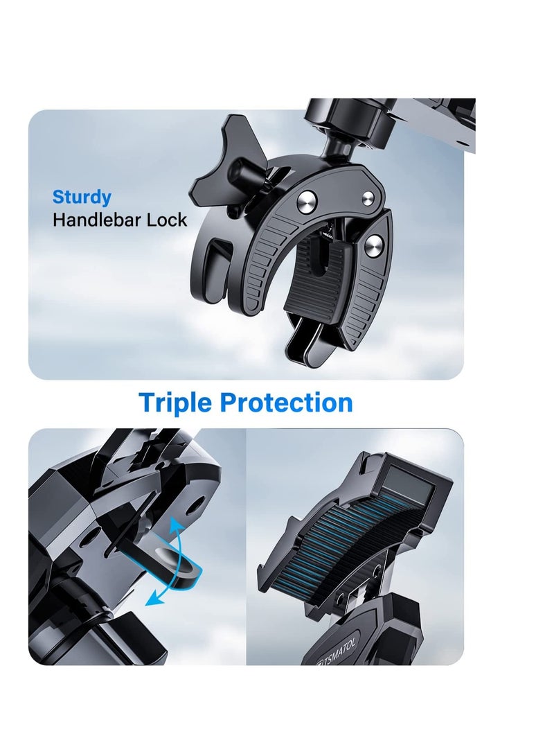 SYOSI Universal Phone Holder for Bikes, Motorcycle Phone Holder, Bike Phone Mount Compatible with iPhone 14 14 Plus 14 pro max 13 13 Mini 13 Pro Max 12 for Samsung Galaxy S21 Note20 and More - Image 3