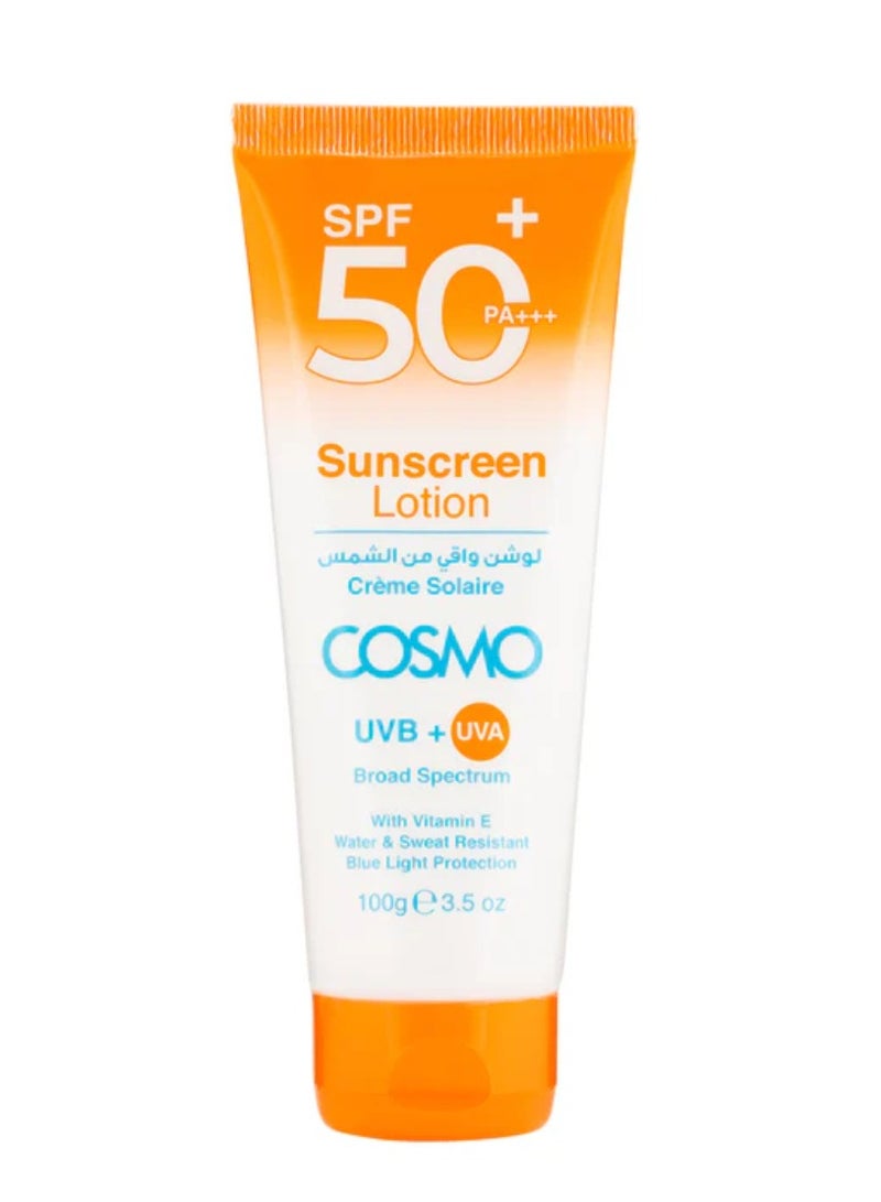 كوزمو لوشن كوزمو الواقي من الشمس SPF 50+100g حماية من الأشعة فوق البنفسجية UVA/UVB للرجال والنساء - Image 1