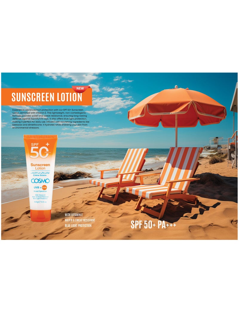 كوزمو لوشن كوزمو الواقي من الشمس SPF 50+100g حماية من الأشعة فوق البنفسجية UVA/UVB للرجال والنساء - Image 2