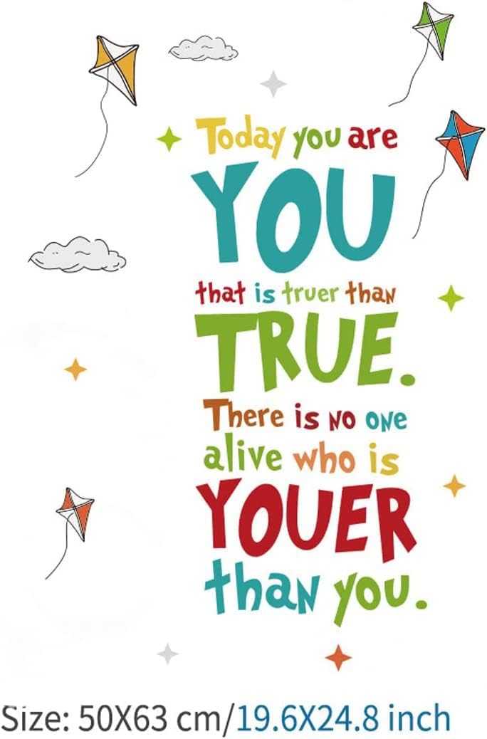 ADECNS Today You are You That is Truer Than True Wall Stickers Inspirational Wall Decals Quotes Saying for Nursery Kids Bedroom Classroom Inspirational Wall Decor - Image 2