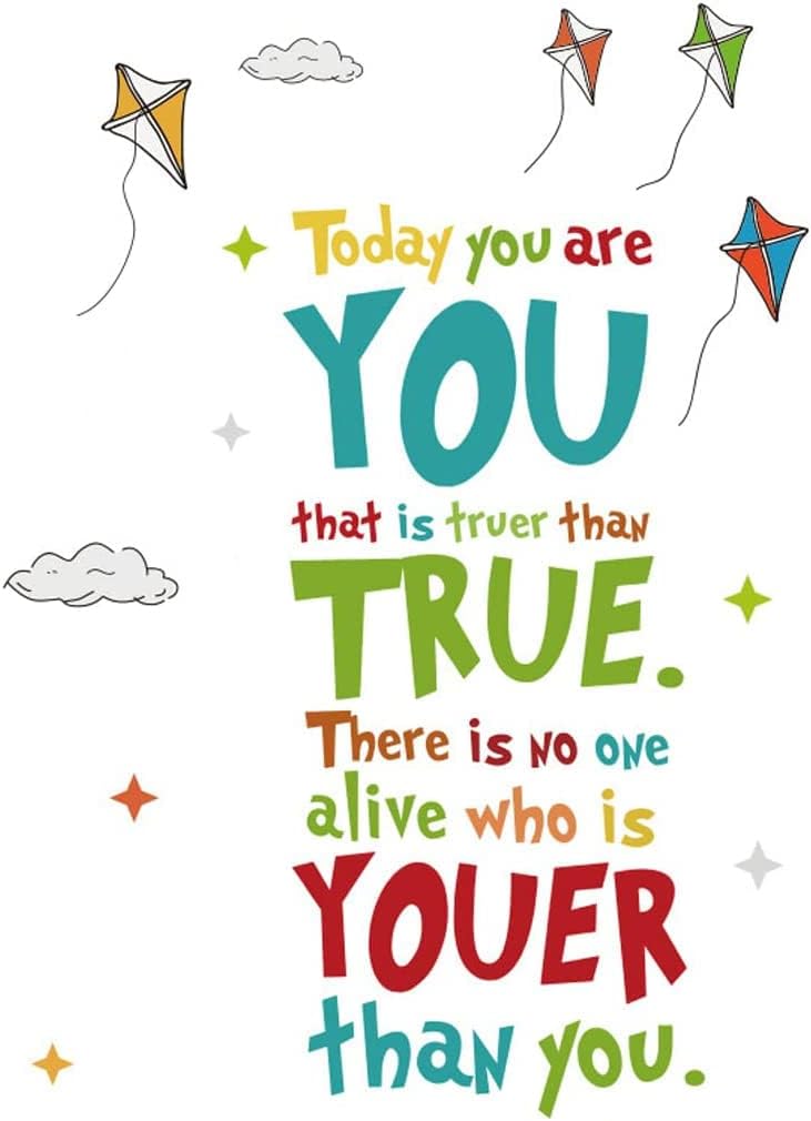 ADECNS Today You are You That is Truer Than True Wall Stickers Inspirational Wall Decals Quotes Saying for Nursery Kids Bedroom Classroom Inspirational Wall Decor - Image 1