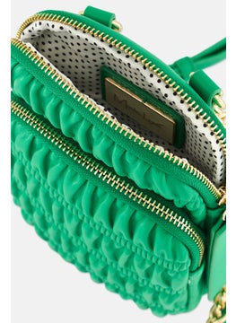 Moda Luxe Women Textured Cross Body Bag 22 H x 15 L x 5 W cm, Green  - Image 3