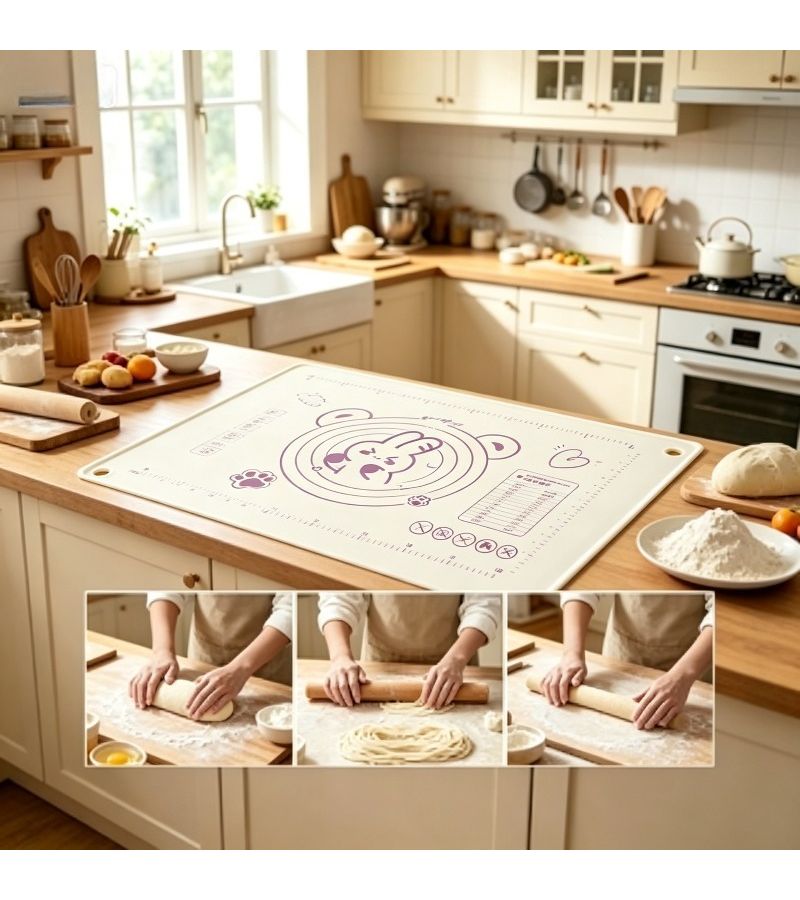 تم ترقية حديثًا: حصيرة سيليكون غذائية سميكة للخبز والعجن - 50 سم × 70 سم (27.56 بوصة × 19.69 بوصة) - مقاومة للحرارة، غير قابلة للانزلاق، غير لاصقة، سهلة التنظيف مع علامات قياس - مناسبة للمبتدئين والطهاة المحترفين - مثالية للخبز - Image 4