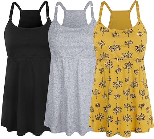 SUIEK Women's Nursing Tank Top Cami Maternity Bra Breastfeeding Shirts (Medium) - Image 1