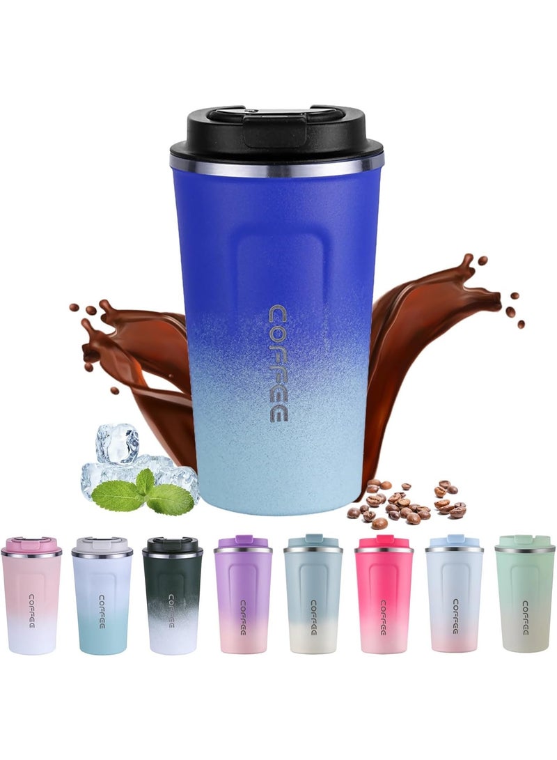 Mug. Digital Touch Temperature Display 510ml Capacity Keeps Warm Up To 8 Hours Stainless Steel Double Wall Insulated For Everyday Use And Car EL (Blue)