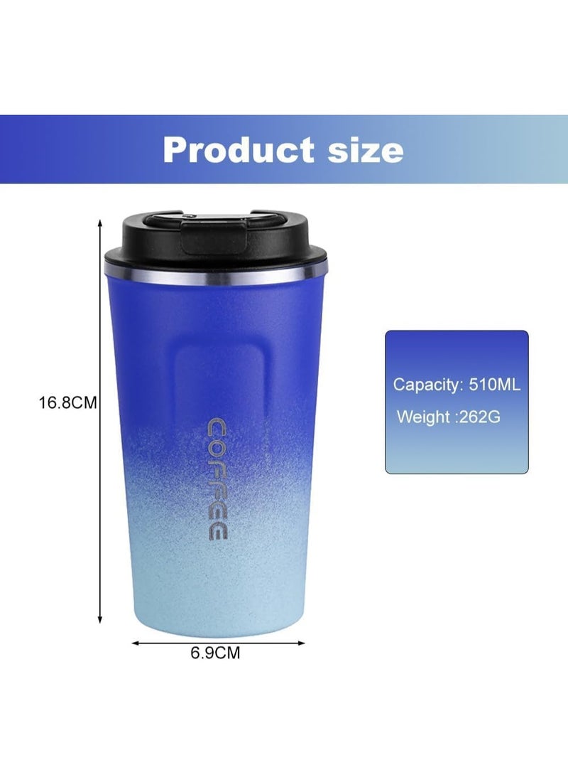 Mug. Digital Touch Temperature Display 510ml Capacity Keeps Warm Up To 8 Hours Stainless Steel Double Wall Insulated For Everyday Use And Car EL (Blue)
