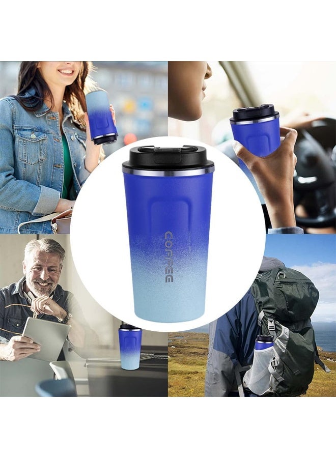 Mug. Digital Touch Temperature Display 510ml Capacity Keeps Warm Up To 8 Hours Stainless Steel Double Wall Insulated For Everyday Use And Car EL (Blue)