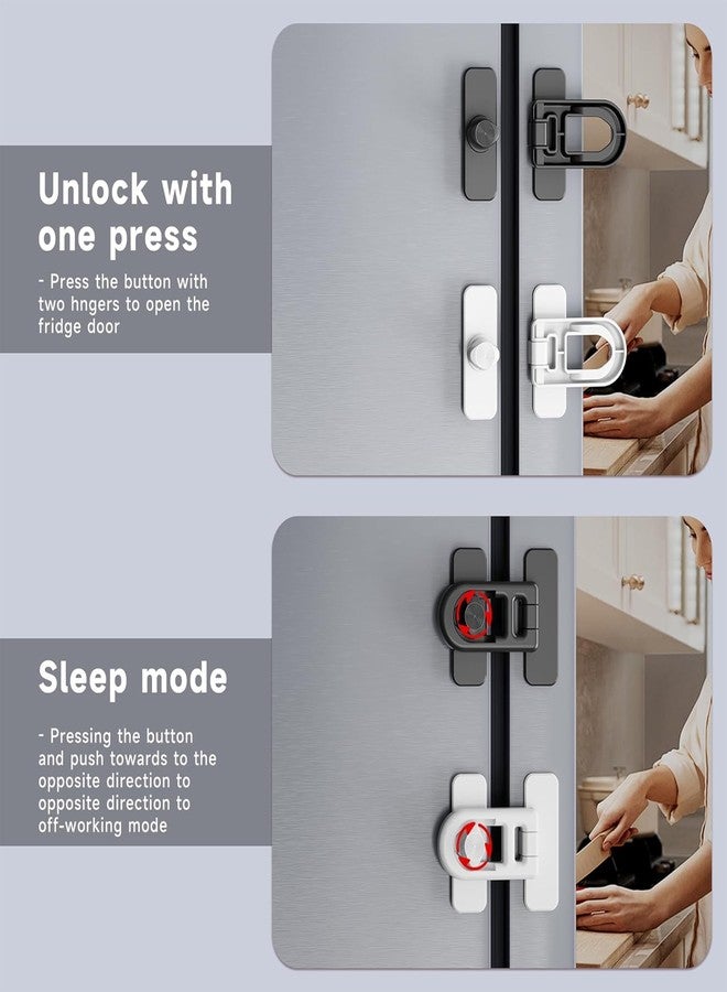 Vipdrive 2 Pack Child Proof Refrigerator Lock with Sticky Adhesive Pads, kids Safety Locks for Doors, RV Refrigerator, Oven Lock Safety Baby Cabinet Locks, Black - Image 2