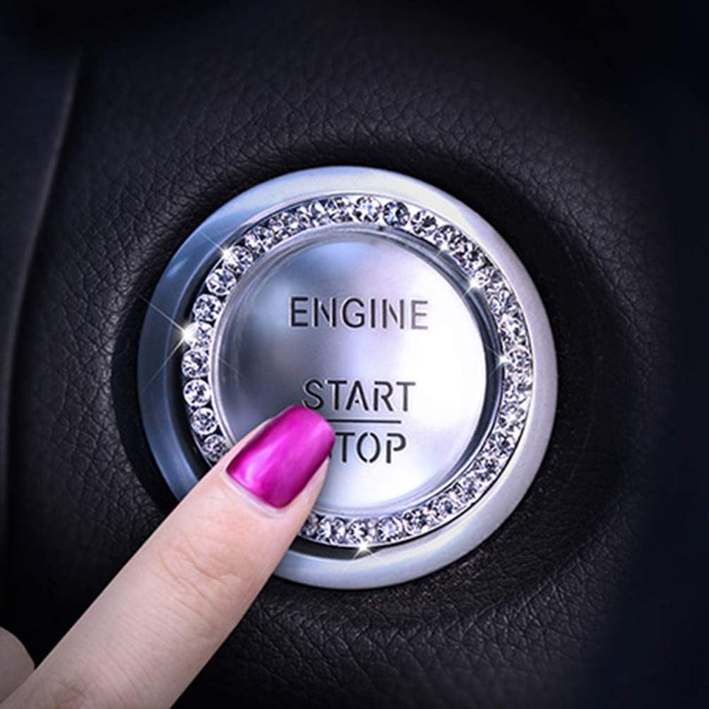 EGBANG Crystal Car Stickers - Bling Bling Auto Car Emblem Decal Decoration for Women - Silver - Image 4