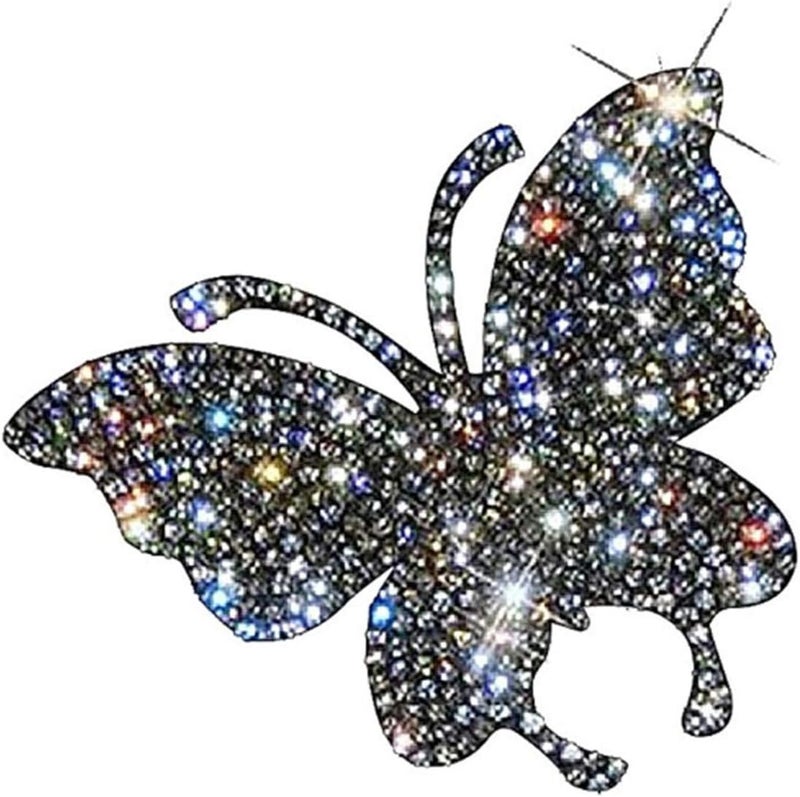 EGBANG Crystal Car Stickers - Bling Bling Auto Car Emblem Decal Decoration for Women - Silver - Image 1