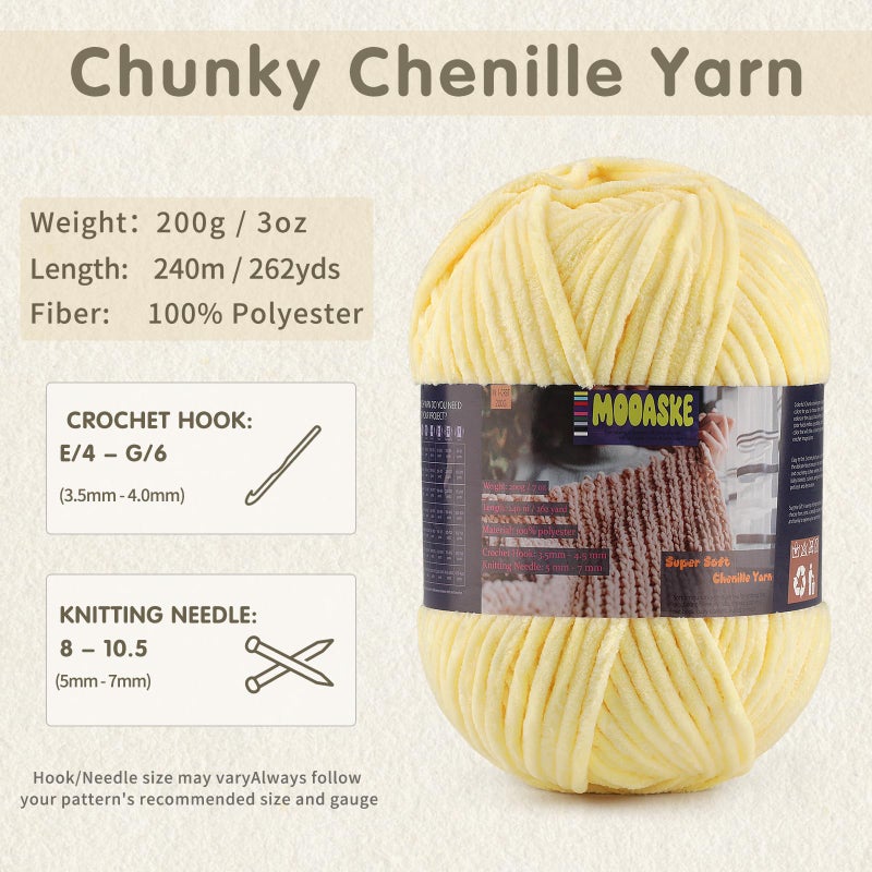 Mooaske Chunky Velvet Yarn for Crocheting & Knitting, 7.05oz 262.4yd Super Soft Chenille Plush Yarn, Bulk Thick Yarns for Baby Blankets, Amigurumi, Scarves | 20 Colors(1, Dark Coffee Brown) - Image 2