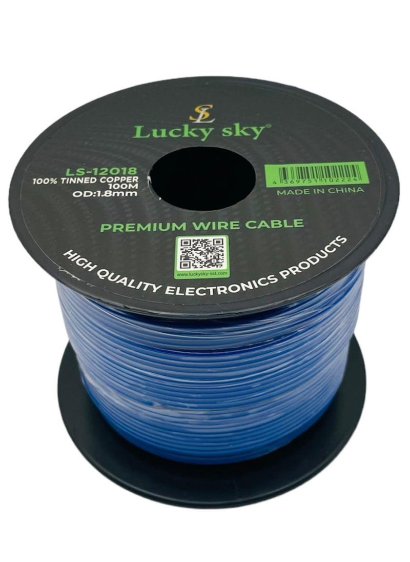 Lucky Sky 20awg Wire Flexible Silicone Tinned Copper Wires Silicone Rubber Insulated 7 Black Red Yellow Green Blue White GRAY 100M 328ft OD:-1.8mm 300V Stranded Hook up Wire (BLUE)  - Image 1