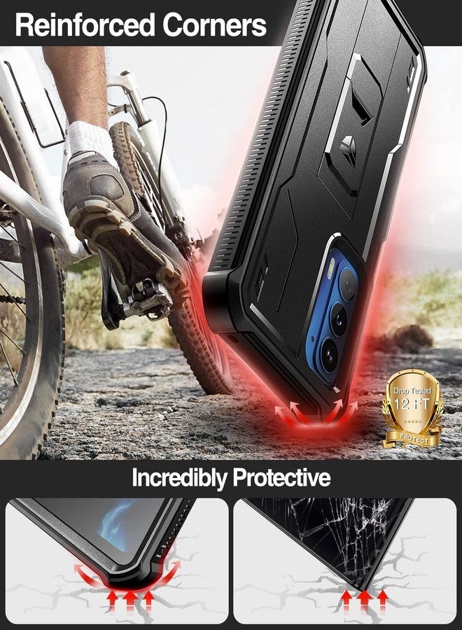 ديكسنور جراب Dexnor لهاتف Motorola Moto Edge 2021 | جراب Motorola Edge 5G UW، [واقي شاشة مدمج وحامل] غطاء واقٍ متين مقاوم للصدمات بمواصفات عسكرية للرجال والنساء (أسود) - Image 3