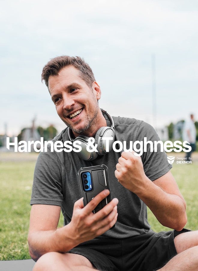 ديكسنور جراب Dexnor لهاتف Motorola Moto Edge 2021 | جراب Motorola Edge 5G UW، [واقي شاشة مدمج وحامل] غطاء واقٍ متين مقاوم للصدمات بمواصفات عسكرية للرجال والنساء (أسود) - Image 5