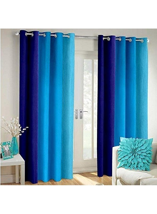 SKIVE India Polyester Blend Long Crush Eyelet Door 8 ft Curtains (Blue) Set of 2 - Image 1