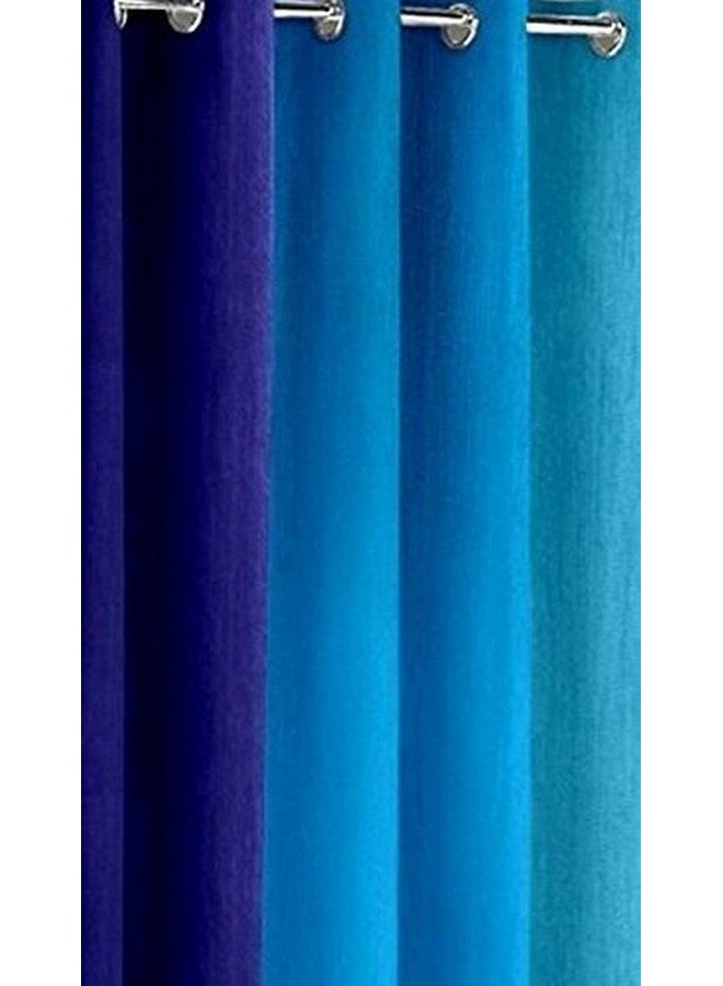 SKIVE India Polyester Blend Long Crush Eyelet Door 8 ft Curtains (Blue) Set of 2 - Image 3
