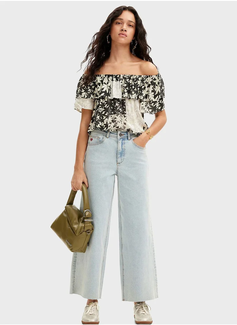 DESIGUAL Bardot Printed Top