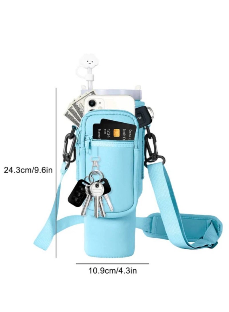 40oz(1200ml) Neoprene Water Bottle Carrier Bag For Stanley Quencher Cup Sleeve with Adjustable Shoulder Strap Water Bottle Holder Pouch  - Image 3