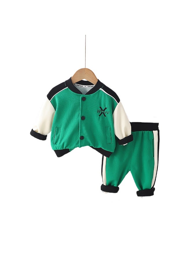 LITTLE SURPRISE BOX 2 pcs Green Varsity Style Jacket with matching Tracks for Kids  - Image 3