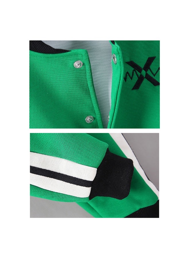 LITTLE SURPRISE BOX 2 pcs Green Varsity Style Jacket with matching Tracks for Kids  - Image 4