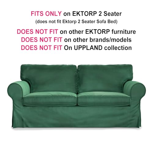 MASTERS OF COVERS Elegant Velvet Ektorp Loveseat Sofa Cover for IKEA Two Seater Ektorp Slipcover-Green - Image 2