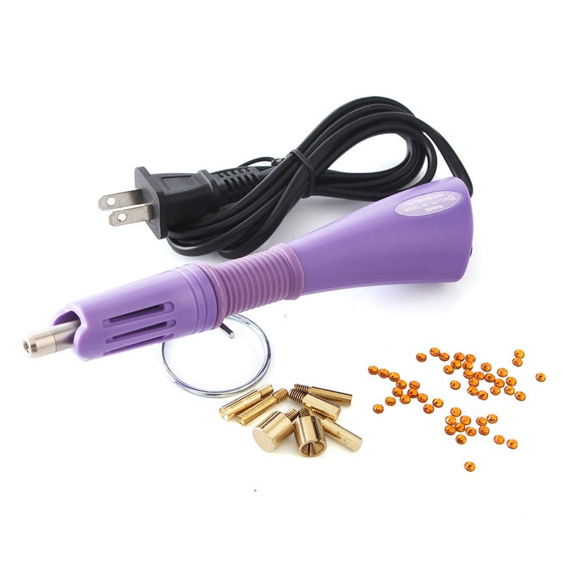 Co-link Hotfix Rhinestone applicator 7 in 1 Professional Iron-on Hot Fix Wand Crystal Gem Rhinestone Heat-fix Tool (Purple) - Image 1