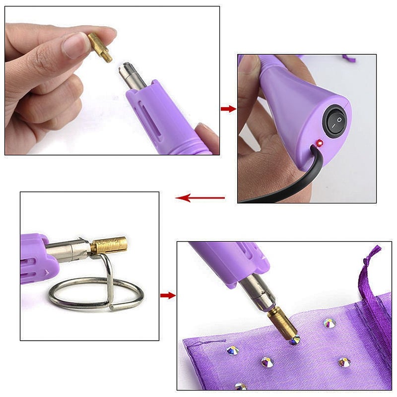 Co-link Hotfix Rhinestone applicator 7 in 1 Professional Iron-on Hot Fix Wand Crystal Gem Rhinestone Heat-fix Tool (Purple) - Image 2