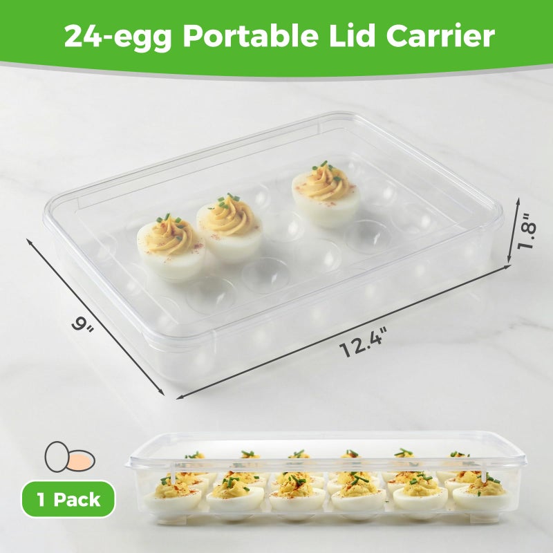 HANSGO Deviled Egg Containers with Lid, Deviled Egg Tray Holder Carrier with Lid for 24 Eggs for Home Party Kitchen Supplies Refrigerator Storage - Image 2