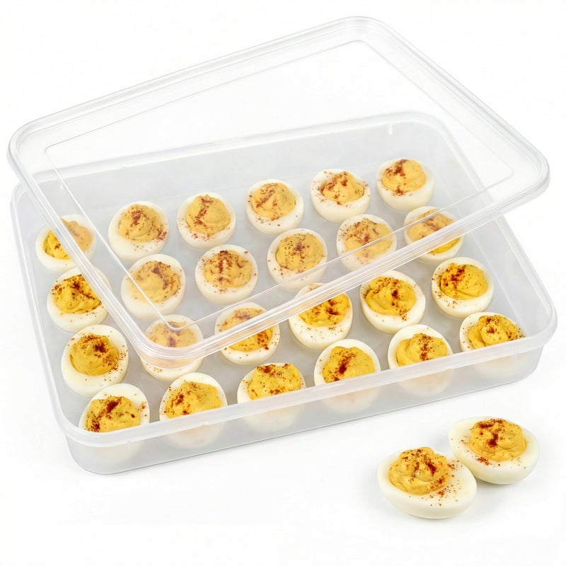 HANSGO Deviled Egg Containers with Lid, Deviled Egg Tray Holder Carrier with Lid for 24 Eggs for Home Party Kitchen Supplies Refrigerator Storage - Image 1