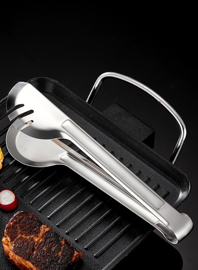 Hanayo 3 قطع ملقط طعام مشابك مطبخ من الفولاذ المقاوم للصدأ ملقط طهي متعدد الوظائف لمطبخ الشواء ومقهى (فضي) - Image 3