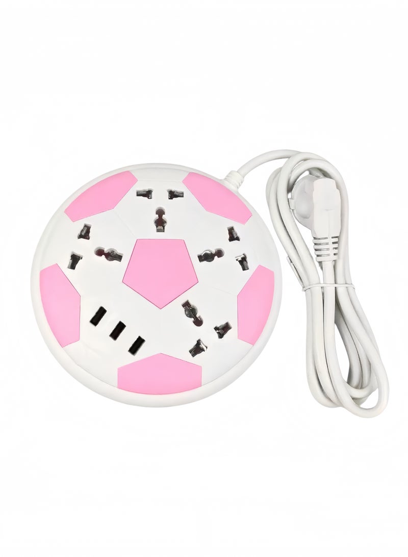 يلينكين Sakura Pink Football Smart Power Strip  12 منفذ + 3 منافذ USB  كابل تمديد 3 متر  ديكور سطح المكتب الجمالي  منفذ متعدد الوظائف للمنزلات والمنازل - Image 2