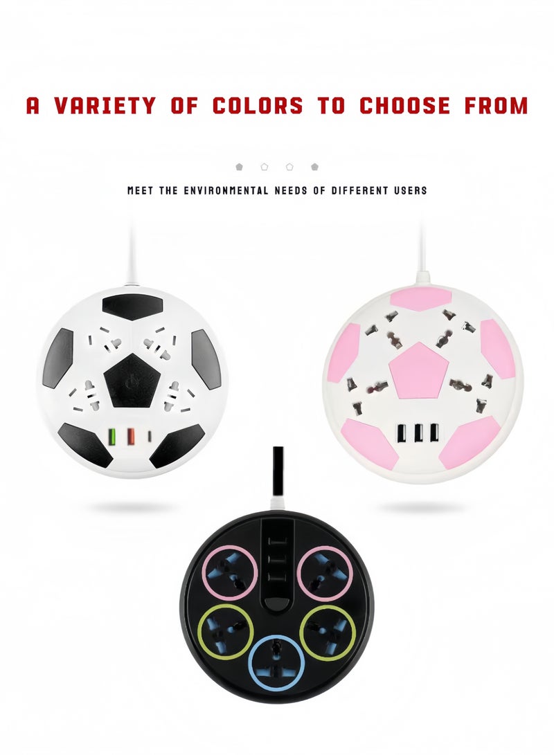 يلينكين Sakura Pink Football Smart Power Strip  12 منفذ + 3 منافذ USB  كابل تمديد 3 متر  ديكور سطح المكتب الجمالي  منفذ متعدد الوظائف للمنزلات والمنازل - Image 3