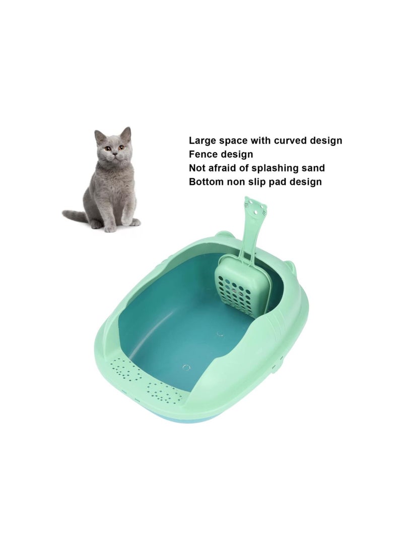 Cat Toilet, Easy To Clean Semi Enclosed Cat Litter Box Enough Space for Small Pets for Cats for Dogs(Forest green [new kitty trumpet])