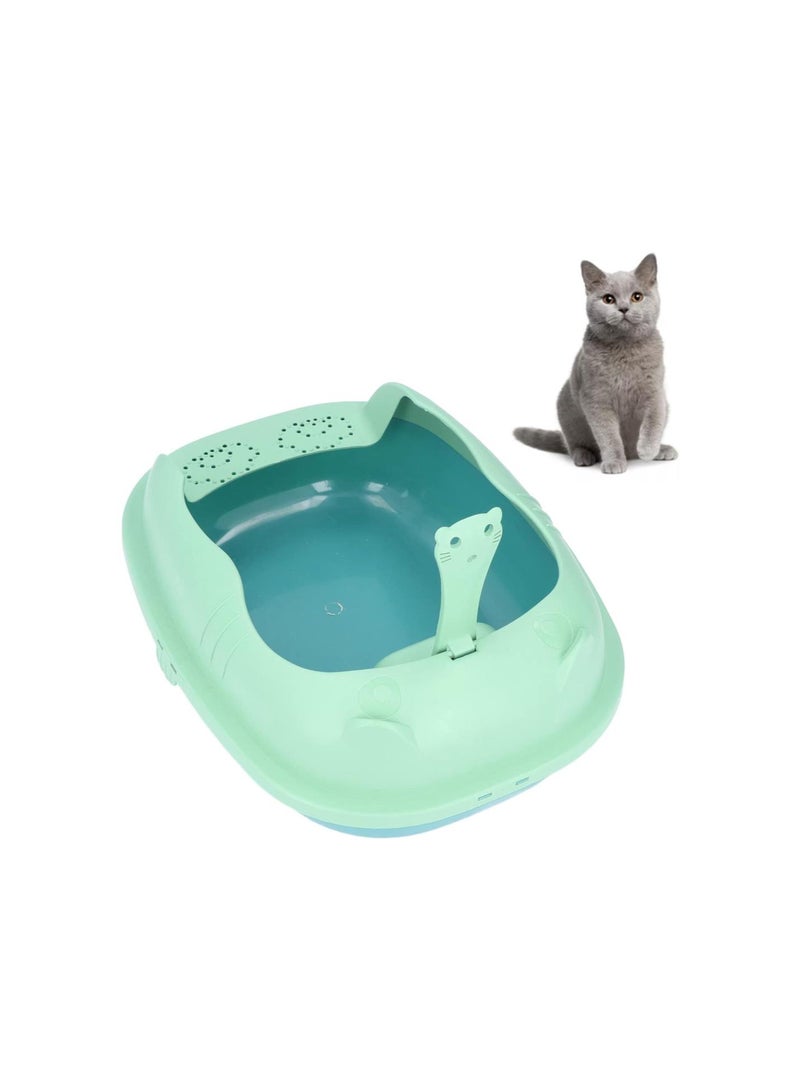 Cat Toilet, Easy To Clean Semi Enclosed Cat Litter Box Enough Space for Small Pets for Cats for Dogs(Forest green [new kitty trumpet])