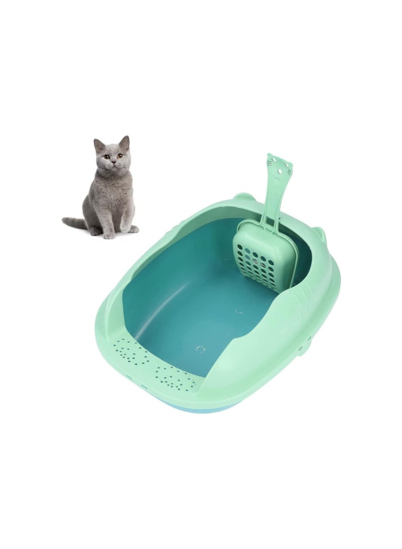Cat Toilet, Easy To Clean Semi Enclosed Cat Litter Box Enough Space for Small Pets for Cats for Dogs(Forest green [new kitty trumpet])