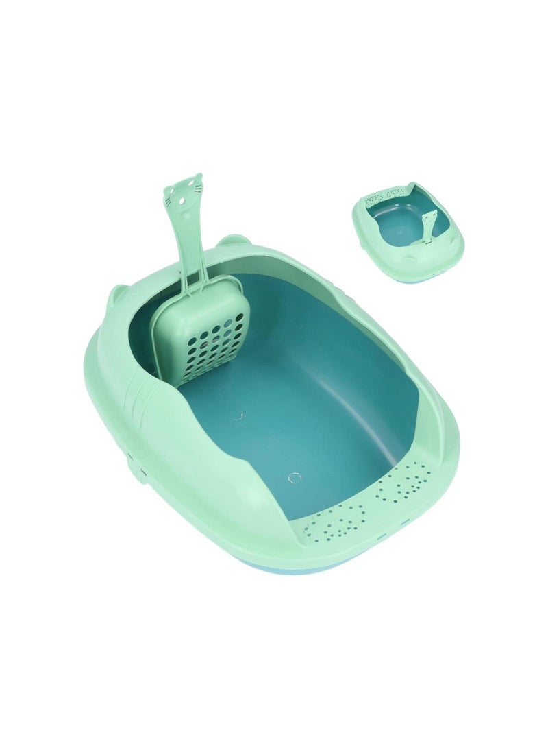 Cat Toilet, Easy To Clean Semi Enclosed Cat Litter Box Enough Space for Small Pets for Cats for Dogs(Forest green [new kitty trumpet])