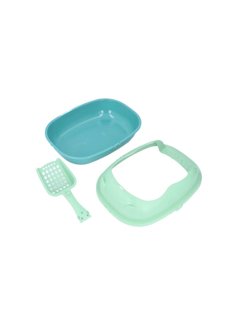 Cat Toilet, Easy To Clean Semi Enclosed Cat Litter Box Enough Space for Small Pets for Cats for Dogs(Forest green [new kitty trumpet])