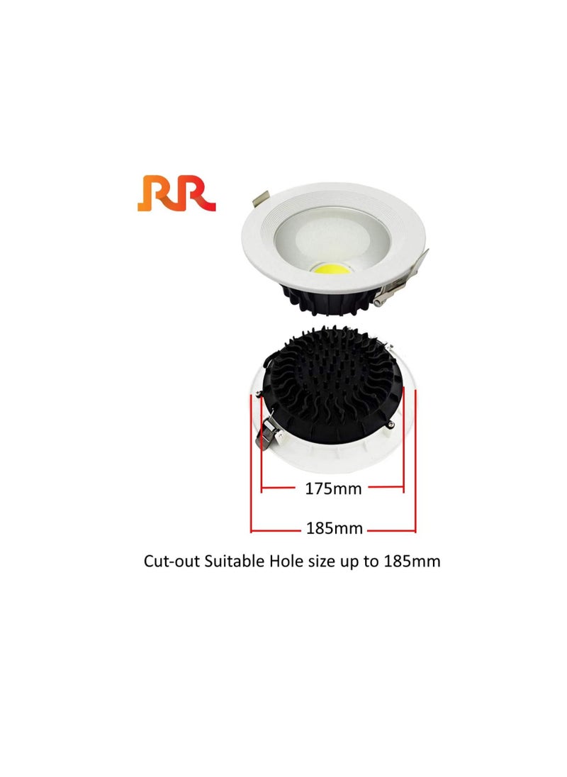ار ار RR الإضاءة LED أضواء لأسفل السقف COB مخفية ، 230VAC داخلي دائري موفر للطاقة 80 لومن / لكل وات ، ضوء خافت بدون الأشعة فوق البنفسجية | مناسبة لتناول الطعام في المنزل والمعيشة والمكتب (ضوء النهار 6500 كل  - Image 2