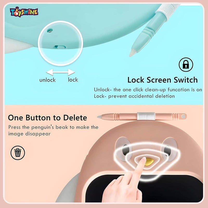 Toyshine لوحة كتابة 8.5 بوصة شاشة ملونة لوح رسم للأطفال من 3 سنوات فما فوق، لوح رسم إلكتروني، لوحة رسم للأطفال، ألعاب تعليمية وهدايا للبنات والأولاد (وردي) - Image 3
