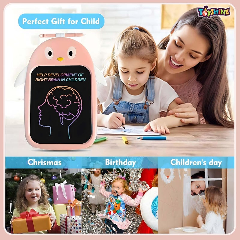 Toyshine لوحة كتابة 8.5 بوصة شاشة ملونة لوح رسم للأطفال من 3 سنوات فما فوق، لوح رسم إلكتروني، لوحة رسم للأطفال، ألعاب تعليمية وهدايا للبنات والأولاد (وردي) - Image 4