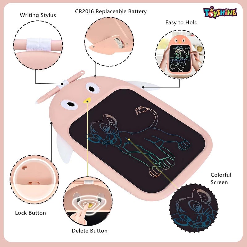 Toyshine لوحة كتابة 8.5 بوصة شاشة ملونة لوح رسم للأطفال من 3 سنوات فما فوق، لوح رسم إلكتروني، لوحة رسم للأطفال، ألعاب تعليمية وهدايا للبنات والأولاد (وردي) - Image 2